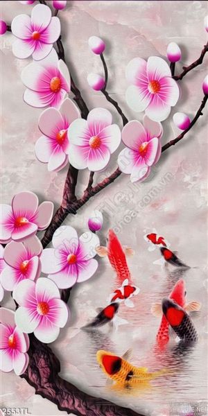 Tranh hoa đào giả ngọc treo tường đẹp