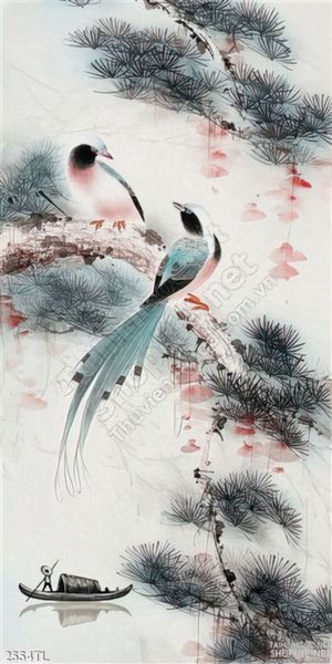 Tranh phong thủy chim én và cây tùng
