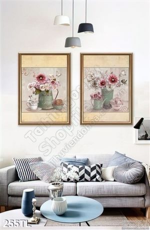 Tranh lụa bình hoa đẹp