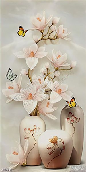 Tranh bình hoa nghệ thuật trang trí phòng ngủ