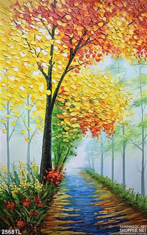 Tranh sơn dầu con đường và cây đẹp nhất