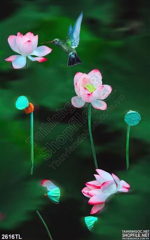 Tranh hoa Sen nghệ thuật trang trí phòng ngủ