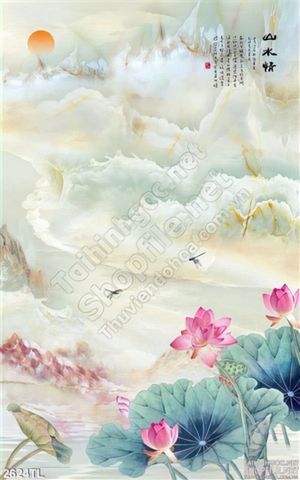 Tranh thư pháp giả ngọc hoa Sen trang trí phòng khách