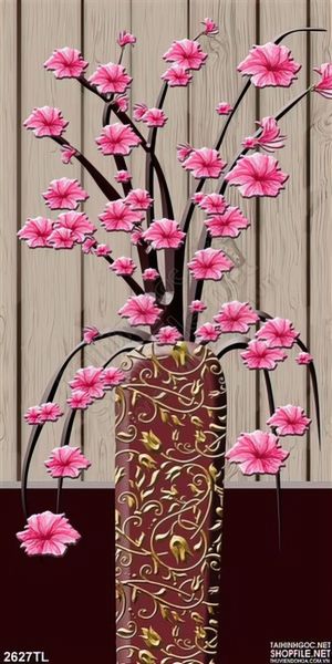 Tranh 3D bình hoa đẹp nghệ thuật