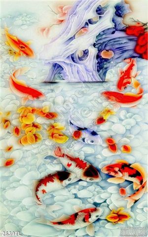 Tranh phong thủy cửu ngư trang trí phòng khách