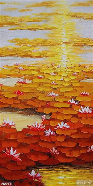 Tranh sơn dầu hoa Súng trang trí tường đẹp