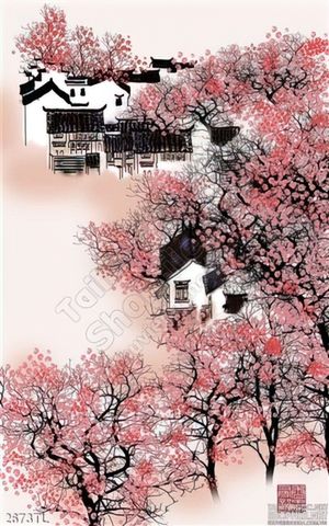 Tranh phong cảnh làng quê mùa xuân