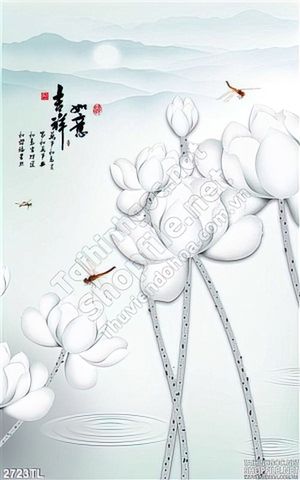 Tranh thư pháp hoa Sen nghệ thuật đẹp