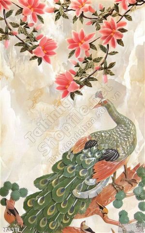 Tranh chim công giả ngọc in gạch chất lượng cao