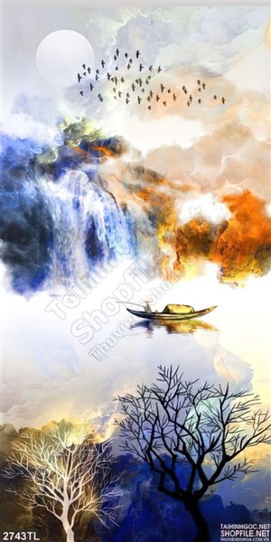 Tranh màu nước dòng sông quê hương