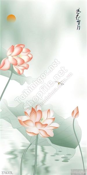 Tranh hoa Sen thư pháp phong thủy đẹp