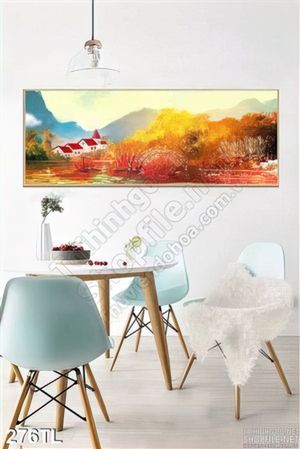 Tranh lụa 3D sơn dầu rừng phong