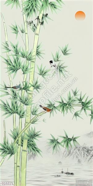 Tranh thư pháp tre trang trí phòng khách