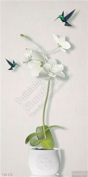 Tranh bình hoa lan tran trí phòng ăn