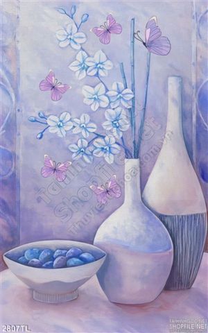 Tranh bình hoa giả ngọc trang trí tường