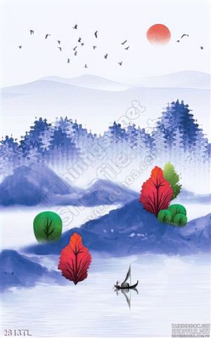 Tranh màu nước rừng cây đẹp độc đáo