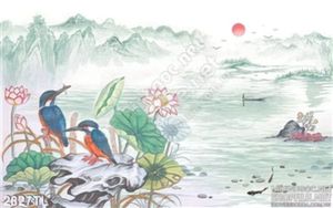 Tranh tranh hoa Sen và chim én