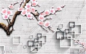 Tranh tường 3D hoa Đào đẹp nhất
