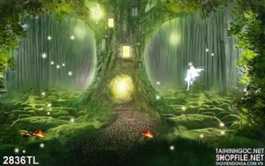 Tranh khu rừng trang trí phòng bé