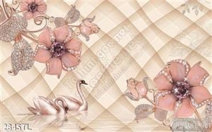 Tranh lụa 3D hoa và chim thiên nga đẹp nhất