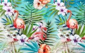 Tranh màu nước hoa và chim hạc