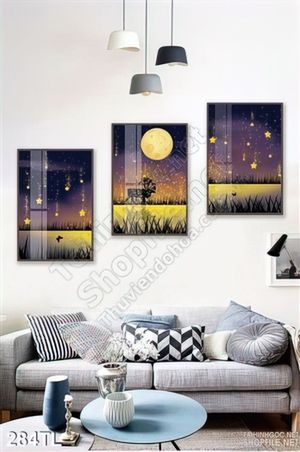 Tranh lụa 3D bầu trời đêm