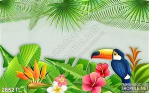 Tranh chim Vẹt và cây