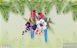 Tranh màu nước chim vẹt đẹp