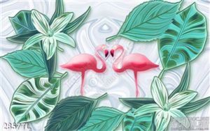 Tranh điêu khắc chim Hạc và lá cây