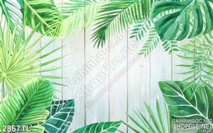 Tranh màu nước lá cây trang trí phòng ăn