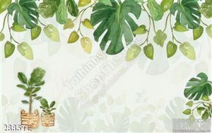 Tranh màu nước lá dán tường