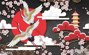 Tranh chim Hạc mùa xuân trang trí Tết