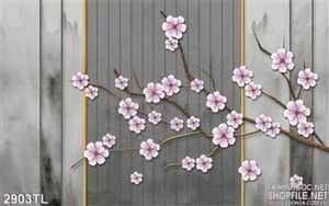 Tranh hoa đào trang trí tường phòng khách