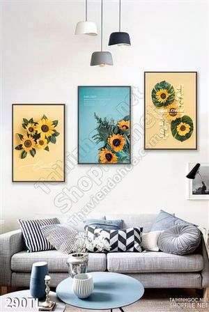 Tranh lụa 3D hoa mặt trời đẹp