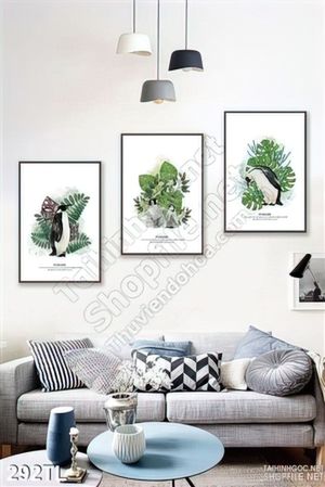 Tranh lụa chim cánh cụt trang trí phòng khách