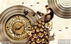 Tranh điêu khắc chim công  bằng đồng trang trí tường hiện đại