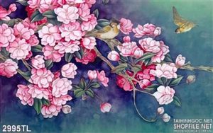 Tranh sơn dầu hoa mùa xuân đẹp