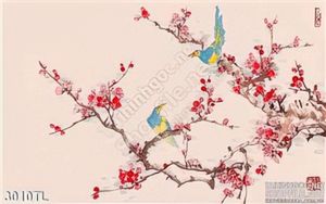Tranh hoa đào và chim yến