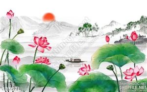 Tranh thư pháp hoa Sen đẹp nhất