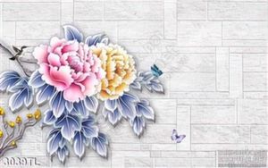 Tranh hoa mẫu đoen in gạch chất lượng cao