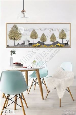 Tranh lụa hươu nai trang trí treo tường