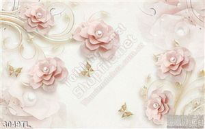 Tranh hoa hồng ngọc trai trang trí tường phòng khách