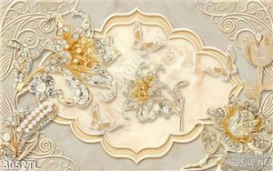 Tranh lụa 3D hoa trang trí trần nhà đẹp