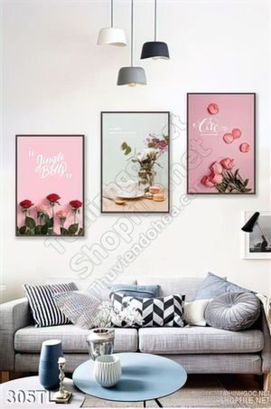 Tranh lụa 3D hoa hồng trang trí treo tường