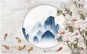 Tranh cá chép và hoa in gạch đẹp nhất
