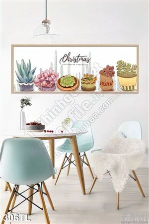 Tranh lụa 3D chậu hoa trang trí đẹp