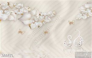 Tranh lụa 3D chim thiên nga trang trí phòng ngủ