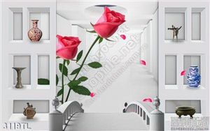 Tranh lụa 3D hoa hồng trang trí phòng ngủ