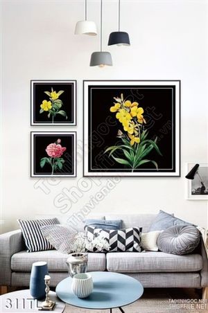 Tranh lụa 3D hoa Lan in kính đẹp