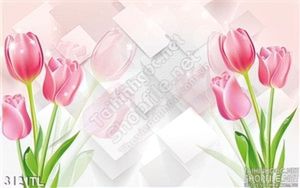 Tranh 3D hoa tulip trang trí phòng ngủ